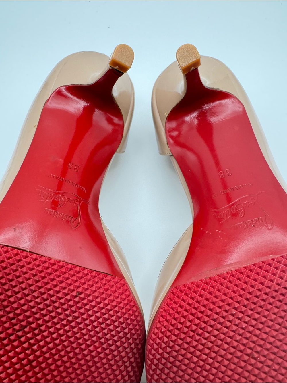 Christian Louboutin Nude Patent Leather D’Orsay Bow Pumps Heels EU 38 - Picture 6 of 6
